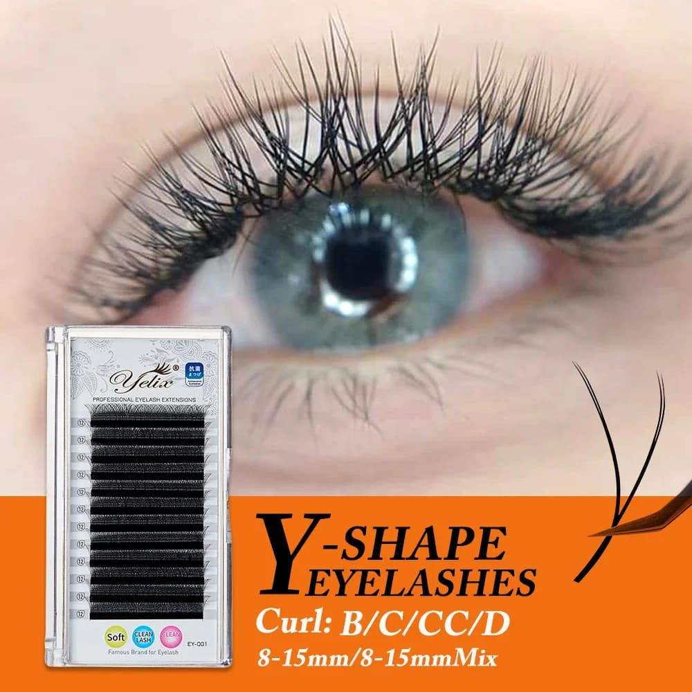 Προκατασκευασμένες Βλεφαρίδες Σε Fan Y Shape YY 0.03-0.07mm