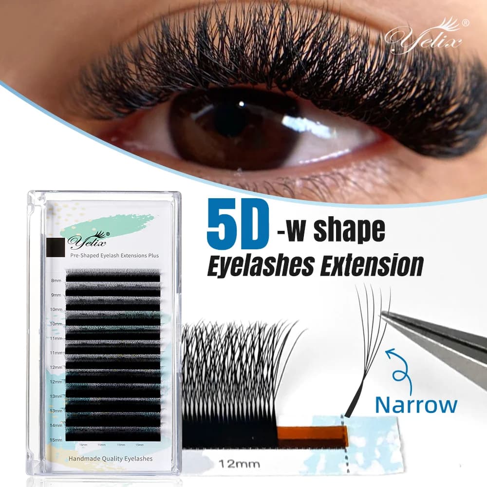 Narrow 5D W Shape Αυτόματης Άνθησης Τεχνητές Βλεφαρίδες Extensions