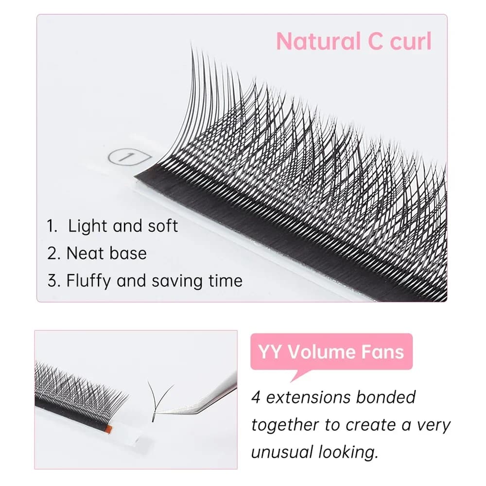 Επεκτάσεις Βλεφάρων Pre-made Fan Y Shape YY 0.05mm C Curl