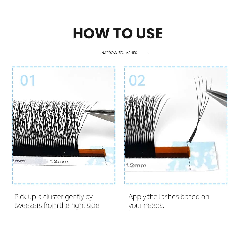 Narrow 5D W Shape Αυτόματης Άνθησης Τεχνητές Βλεφαρίδες Extensions